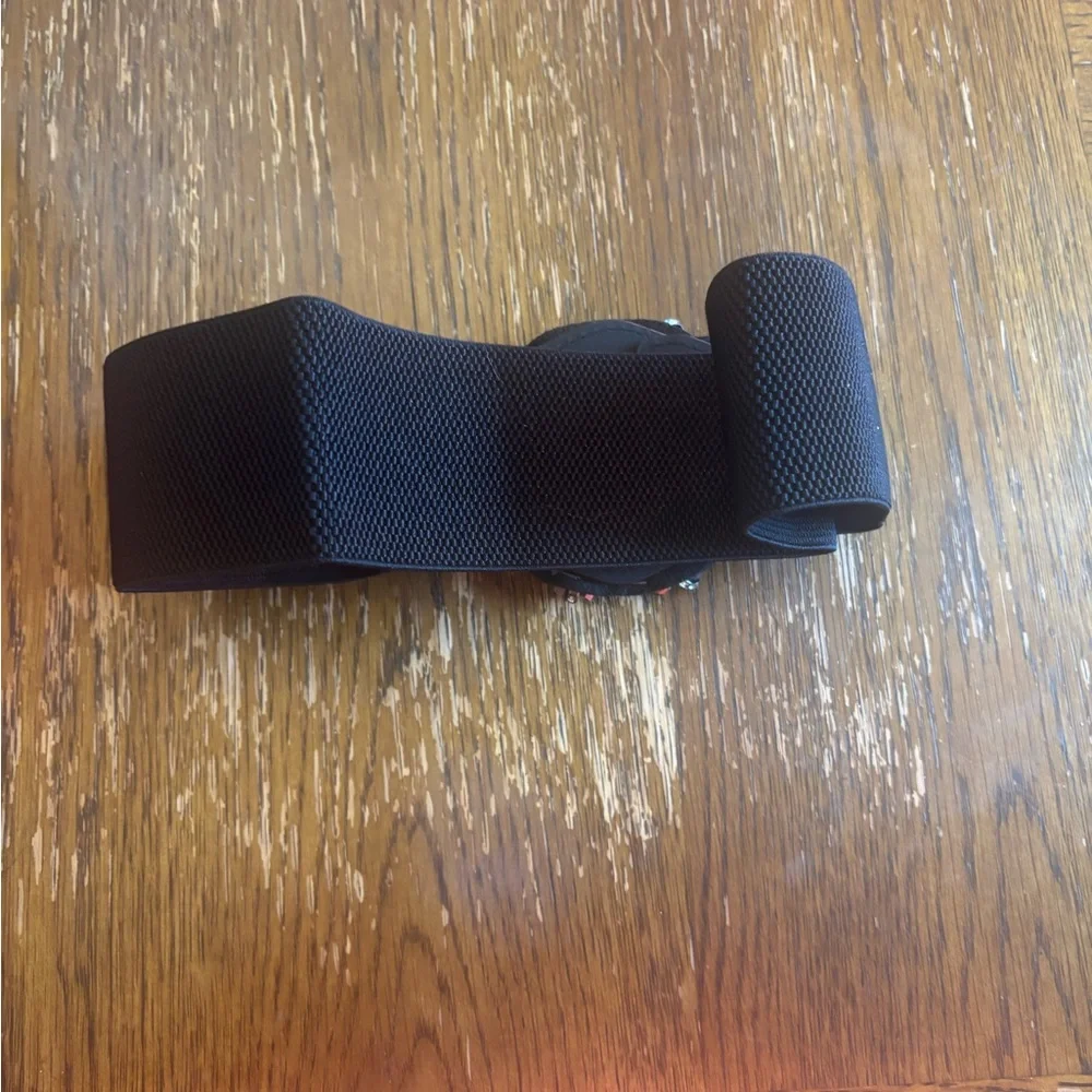 Black Belt with Green Gemstone Embellishment